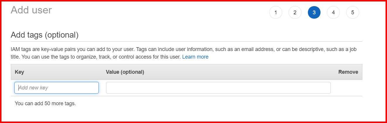 Picture showing the screen for assigning tags to the user